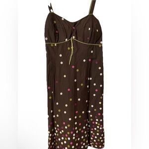 R&K Originals Brown Dress with Pink & Cream Polka Accents